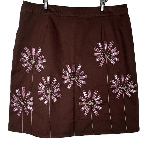 Boden Women’s Brown & Purple Boho A-Line Skirt Size 14 - Picture 2 of 9